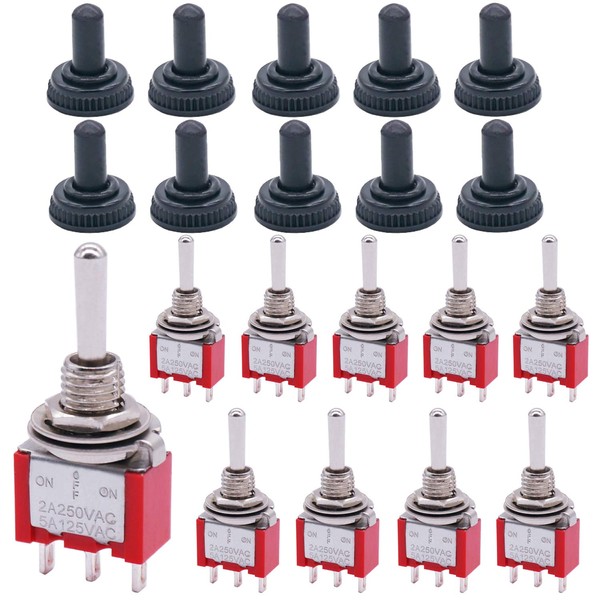 Twidec/10Pcs Mini Toggle Switch SPDT 3 Position 3 Pins ON/OFF/ON