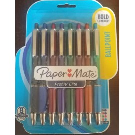 Paper Mate Profile Elite Retractable Ballpoint Pens, Bold Point,8pc Asst-SHIP24H