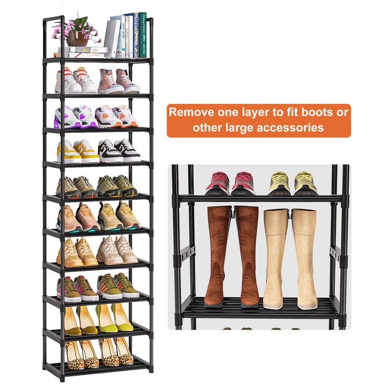 OYREL Sturdy Metal Shoe Rack Organizer,Narrow Shoe Racks for Closets,