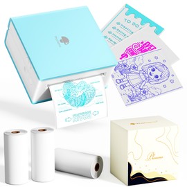 Phomemo Mini Printer, Tiny Printer M02 Mini Printer for Smartphone Mini Thermal Printer Bluetooth Sticker Printer with 3 Rolls Transparent Colour Printing Paper for Studies Gift Notes Work Children