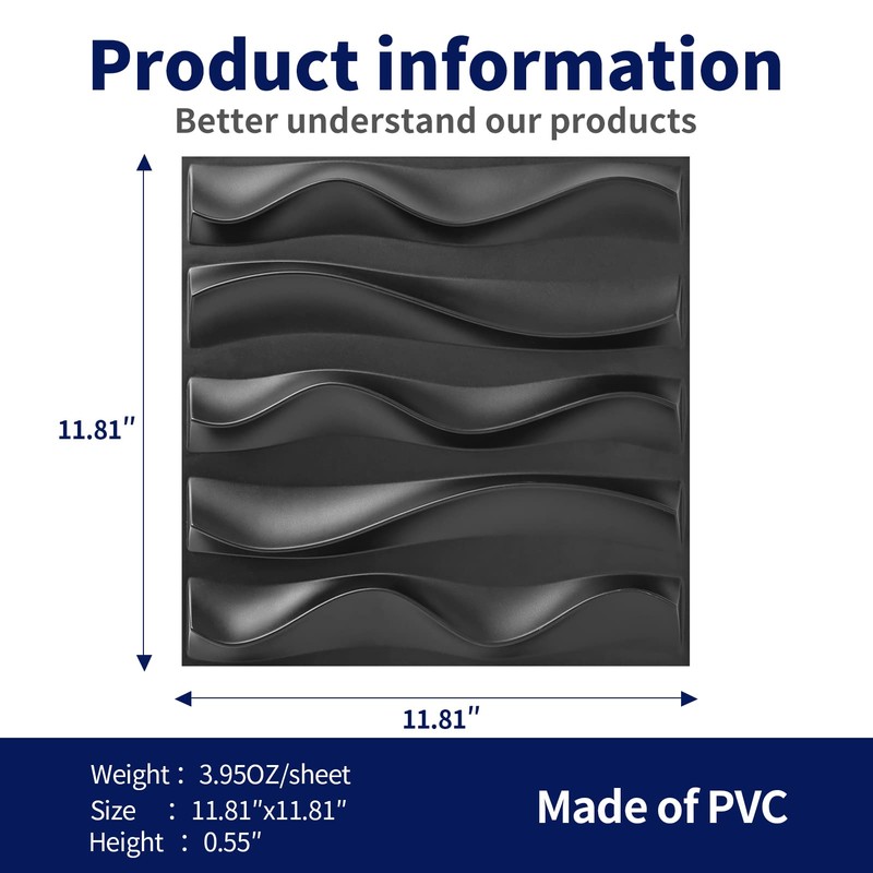 Art3dwallpanels 33 Pack 3D Wall Panels - Elegant Wave Textured