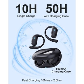 Open Ear Headphones, Bluetooth Headphones V5.4 Wireless Sport Earbuds with Charging Case, IP54 Waterproof 50H Playtime Lightweight Design Fit for Cycling, Running, Walking, Workout