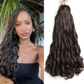 Locescsoc 24 Inch French Curls Braiding Hair 8 Packs Spanish Curly Braids Pre Stretched Loose Wave Soft French Curl Synthetic Braiding Hair Extensions for Women (4#, 24 Inch (Pack of 8))