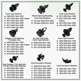 18 Sizes Automotive Body Retainer Clip Fastener Remover Push Pin Rivet Assortment Set 190 PCS Compatible with Ram 1500 2500 3500 4500 5500