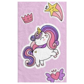 damaloo Children's Cotton Towel 30 x 50 cm - Guest Towel with Unicorn & Star Motif - Small Towel for Boys & Girls - Hand Towel or Wash Cloth for Children