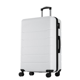 Sweetcrispy Carry on Luggage, Hard Shell ABS, Double Spinner Wheels Lightweight Suitcase TSA Lock, Cream White, 24 Inch