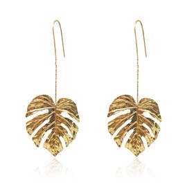 T-ztoss Bohemian Gold Elegant Flower Fashion Dangle Earring Cute Metal Flower Earrings Unique Chic 3D Large Flower Jewelry for Women(Line earrings)