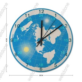 yyone Accurate Silent Non Ticking Battery Operated Wooden Decorative Wall Clock for Office Living Room Bedroom 15inch Flat Earth Round Wooden Wall Clock