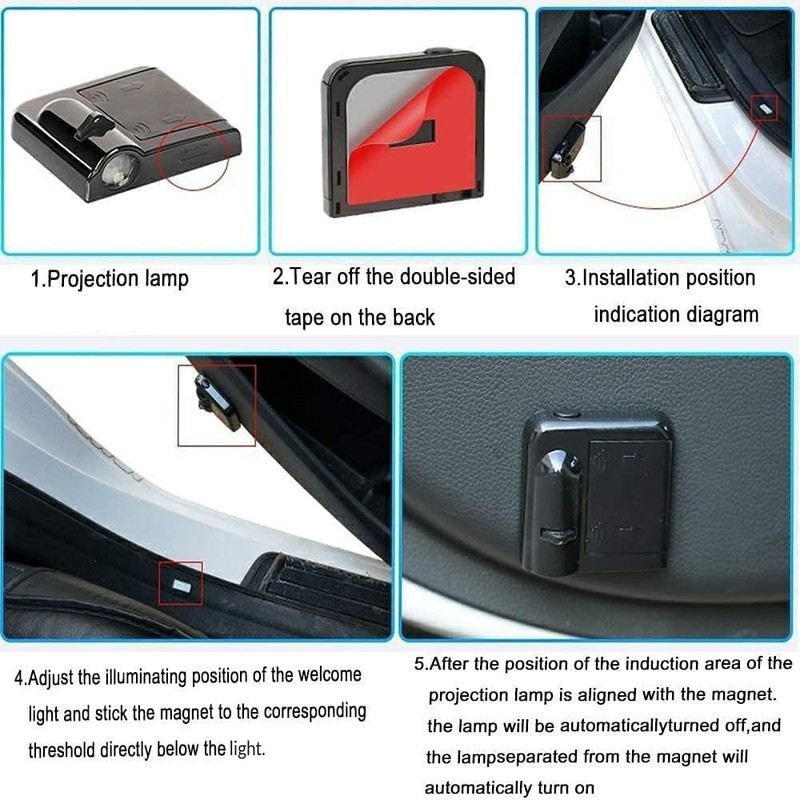 Car Door Lights Logo Projector, 2PCS Car Door Projector Lights