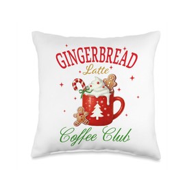 Gingerbread Latte Coffee Club Christmas Social Club Vintage Throw Pillow