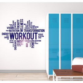 DesignToRefine Vinyl Wall Decal Workout Wellness Health Gym Fitness Center Sport Motivational Words Stickers Mural Large Decor (ig6249) Black