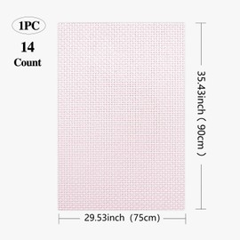 Zhenqing 14CT Aida Cloth - 30x35 Inch Cross Stitch Fabric for Embroidery, Pre-Cut Needlework Material, Acid-Free, Durable Weave(Light Purple Pink)