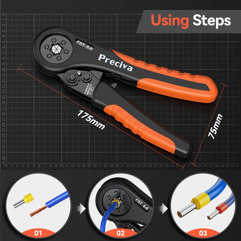 Crimping Tool Kit, Preciva Wire Crimper Plier Set, 0.08-6mm²/2000pcs Connectors
