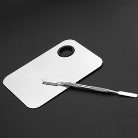 Witbicg Make Up Mixing Palette, Makeup Spatula Palette, Stainless Steel Cosmetic Spatula for Nail Art, Eyeshadow, Eyelashes, Make-Up, Professional Pigment Mix, Lightweight, Easy to Clean (11.5 x 7.5 cm)