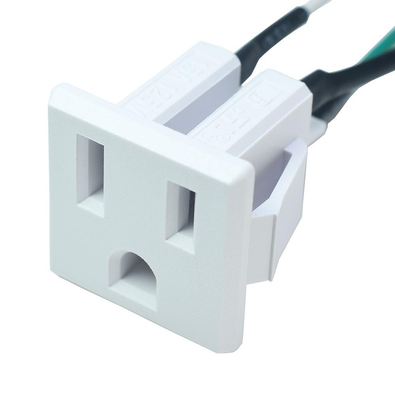 2PCS White 15A 125V AC Panel Mount Outlet, 3 Pins