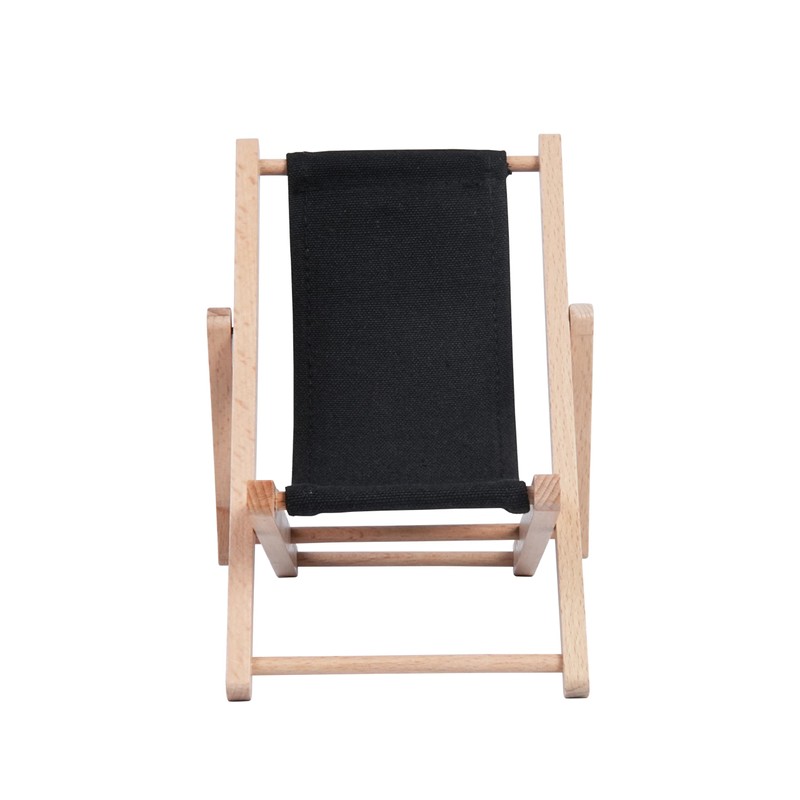 Hanpo Mini Wood Beach Chair Phone Stand, Cute Fabric Foldable