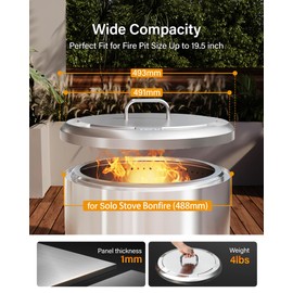 YEFU Fire Pit Lid for Solo Stove Bonfire 19.5 Inch, Portable 304 Stainless Steel Cover Accessory for 19" Outdoor Firepit, Waterproof Anti-Dust and All-Weather Resistant