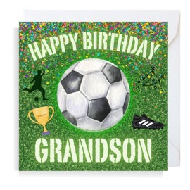 Second Ave Football Grandson Square Children's Kids Birthday Greeting Card for Boy