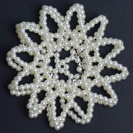 Teensery Crochet Pearl Rhinestone Hair Snood - Elastic Hair Net for Women and Girls, Ballet Dance, Skating (White, 1 Count)