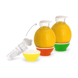Patent-Safti Juicer I The Original Juice Pourer for Lemons, Orange etc. 3 pcs Yellow Easier than any juicer I BPA free, 3 x yellow.