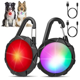 4 Modes Dog Collar Light, 2 Pack Dog Light for Night Walking Rechargeable Dog Light with Clip on IP68 Waterproof Dog Walking Light for Climbing, Camping, Cycling, Running