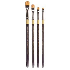 KINGART Premium 4 pc. Original Gold 9247 Series Crescent Filbert Blender Artist Brush Set, Synthetic Bristle/Taklon Hair for Acrylic and Oil Paint, Short Handle,4 Sizes: 1/8", 1/4", 3/8", 1/2"