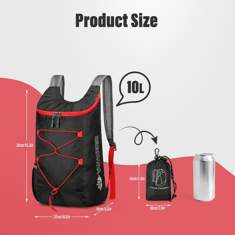 Sahunfri 2 Pcs Ultra Lightweight Backpack, Foldable Backpack Water Resistant