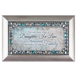 Cottage Garden Daughter in Law Silver Tone Jewel Beaded Petite Music Box Plays Wind Beneath My Wings