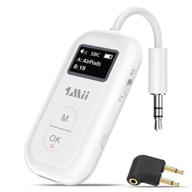 1Mii SafeFly Pro | Bluetooth 5.3 Transmitter Receiver, 2 Bluetooth Earphones / Airpods Connection, AptX LL Low Latency / Adaptive/HD Support, 3.5mm Earphone Jack Bluetooth Wireless Transmitter