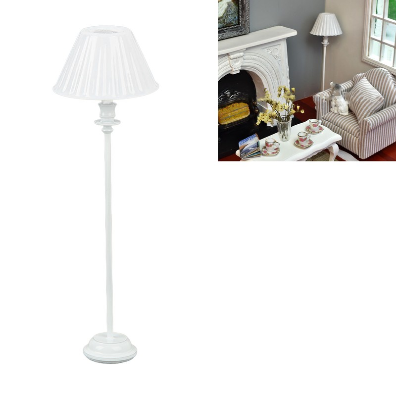 Miniature Dollhouse Floor Lamp White Shell Pattern Retro Elegant DIY