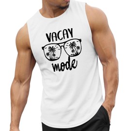 Migxsaf Beach Summer Vacation Tank Tops for Men Palm Tree Graphic Sleeveless Hawaiian Shirts Muscle Workout Gym Tank Top(White,2XL)