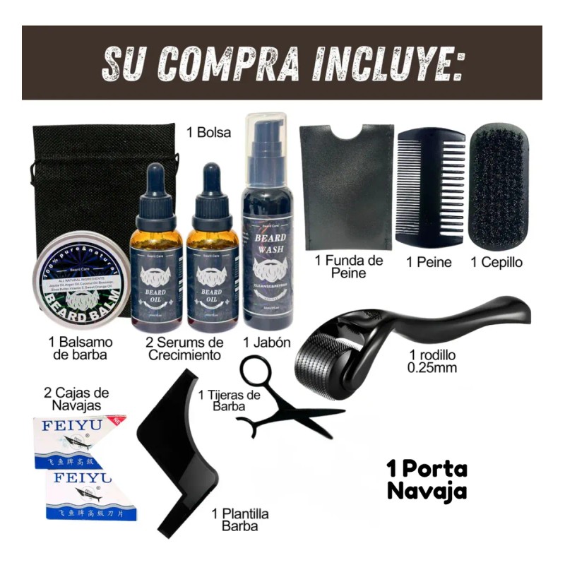 Kit Aseo Y Cuidado Barba Bigote Cuchillas Afeitado Men 14pcs
