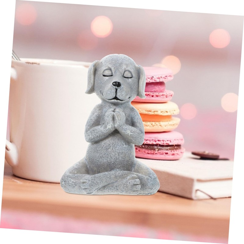 Mipcase Meditating Dog Statue Realistic Zen Style Dog Figurine for