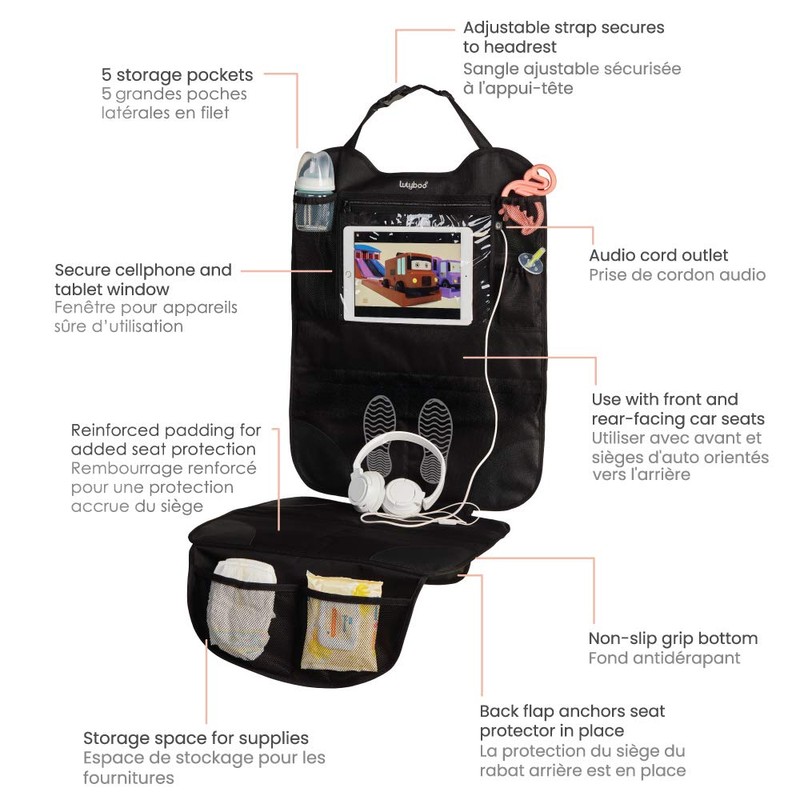 Lulyboo Auto Seat Protector with Storage and Waterproof Tablet Window