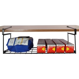 OKOMATCH Foil and Plastic Wrap Organizer Kitchen Under Cabinet Desk Pantry Hanging Organizer Storage Foldable Rack (Black)