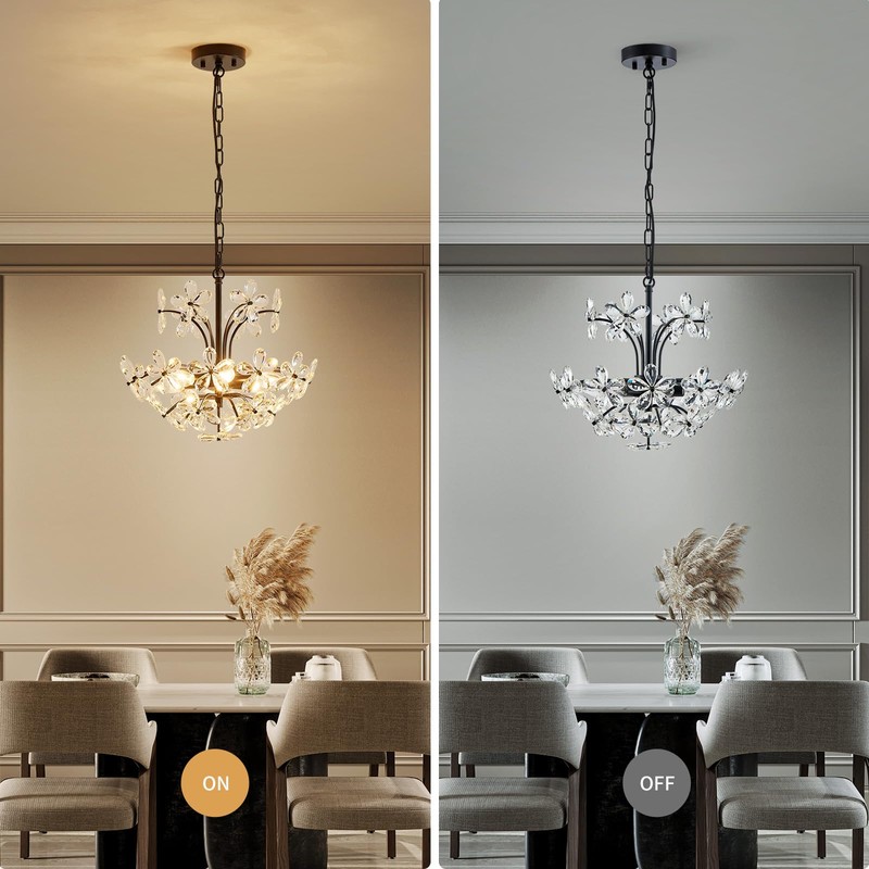 WUZUPS Crystal Chandelier Pendant Flushmount Ceiling Light Modern Lighting Fixture