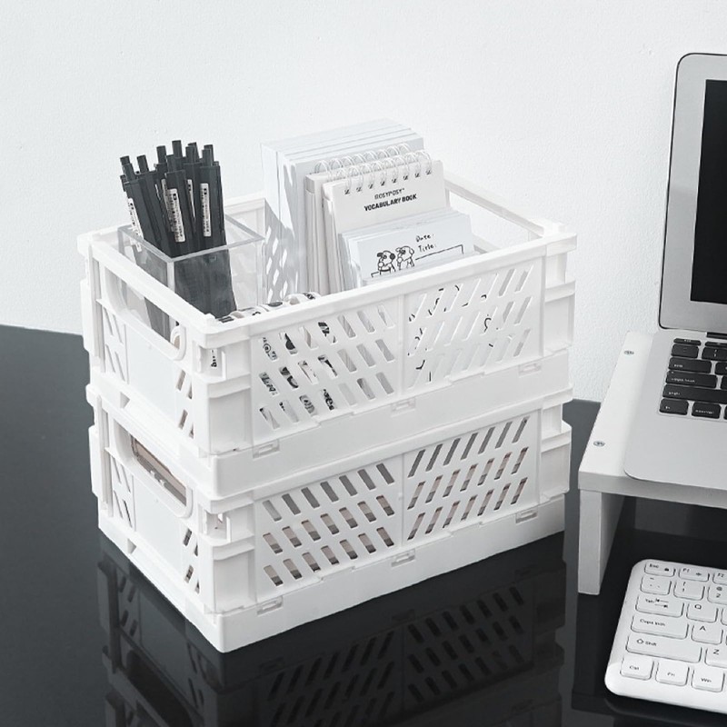 Frepea Pack of 2 Storage Baskets, Plastic Folding Boxes, Foldable