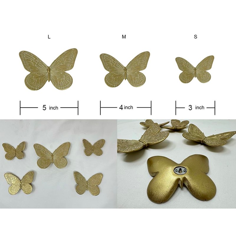 Butterfly Wall Decor Rustic Gold Wall Hangings Resin Butterflies Wall