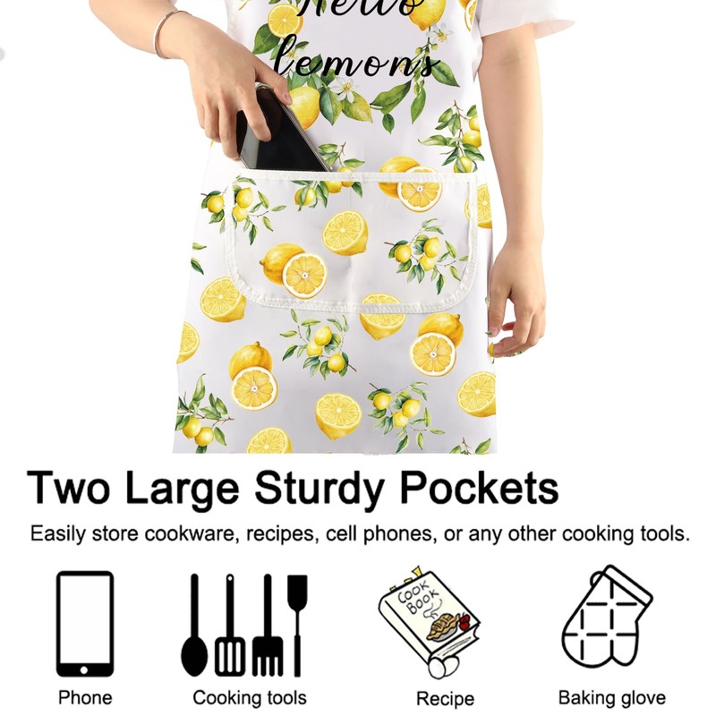 Hello Lemons Kitchen Apron Lemon Fans Gift Fruits Lover Gift
