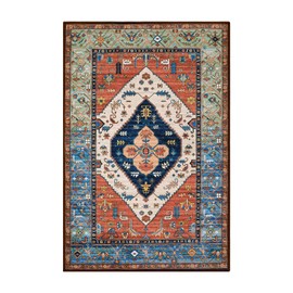 Lahome Boho Entryway Rug - 2x3 Small Throw Kitchen Rugs Washable Area Rugs for Bedroom Non-Slip Low-Pile Kitchen Mats Oriental Indoor Doormat Carpet for Entrance Bathroom Laundry Living Room