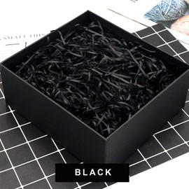 TSHAOUN 100 g Raffia Hamper Shreds, Shredded Tissue Paper Filling Material, Gift Filling Paper Shredded for DIY Party Filling and Gift Packaging for Gift Box Decorations (Black)