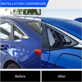 Axinda Rear Side Window Louvers for Honda Civic Sedan 11th Gen 2022 2023 2024 2025, Exterior Accessories, Air Vent Scoop Shades Covers Blinds Racing Style, 2PCS (Glossy Carbon Fiber Pattern)