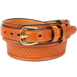 Yoder Leather Company Men's English Bridle Basketweave Ranger Belt (Size 36", Chestnut)