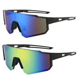 TGKYK Pack of 2 Polarised Cycling Glasses, Bicycle Sunglasses, UV400 Cycling Glasses, Windproof, Sports Sunglasses, Protective Glasses for Outdoor Activities such as Cycling, Running, Climbing,