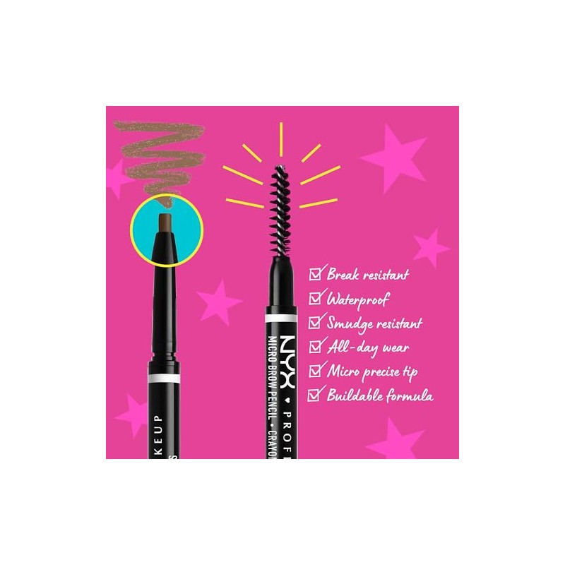 NYX Professional Makeup, Micro Brow Pencil, Lápiz para cejas, Ash