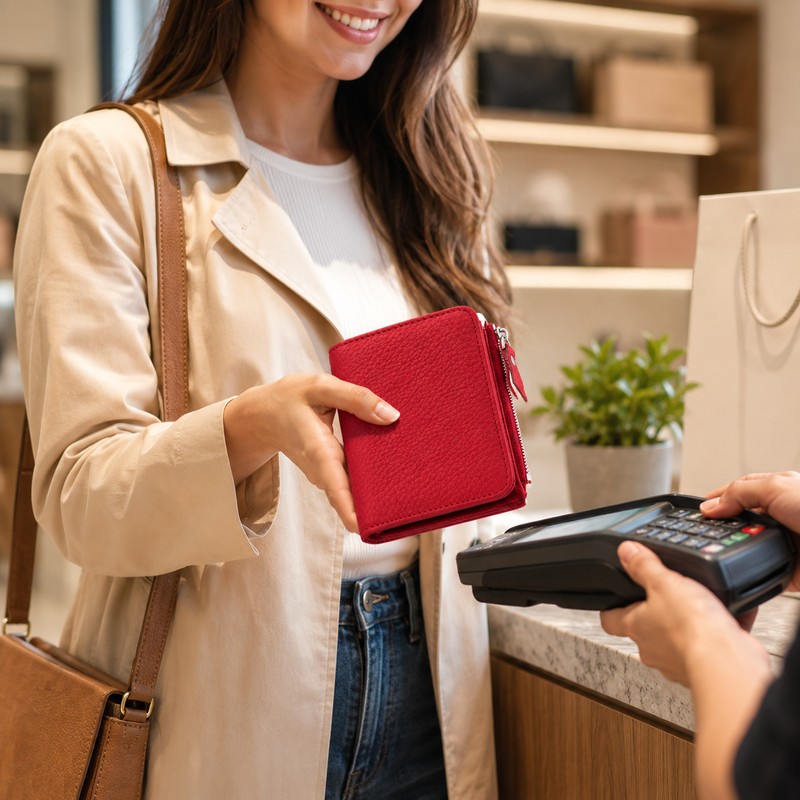 Genuine Leather RFID Wallet – Slim Zipper Coin Purse and