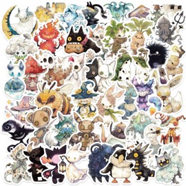 50 Pcs Fantasy Creatures Stickers Pack - Cute Waterproof Vinyl Fairy Tale Monster Decals for Scrapbook, Journal, Laptop, Water Bottle, DIY Crafts, Planner & Gift