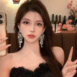 Mesaro Necklace and Earrings Set, Y-Shaped, Surgical Stainless Steel, Snake Chain, Simple, Sparkle, Silver, Hypoallergenic, Necklace Chain, Silver Popular, Copper