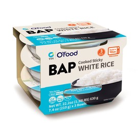 Chung Jung One O'Food BAP, Instant Cooked Sticky White Rice, Ready to Eat, Microwavable & Gluten-Free, Pack of 3
