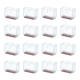 sourcing map 16 Pcs Chair Leg Floor Protectors, 0.63"x1.42" PVC Furniture Pads Non-Slip Chair Leg Caps Furniture Sliders with Felt for Wooden Floors, Transparent